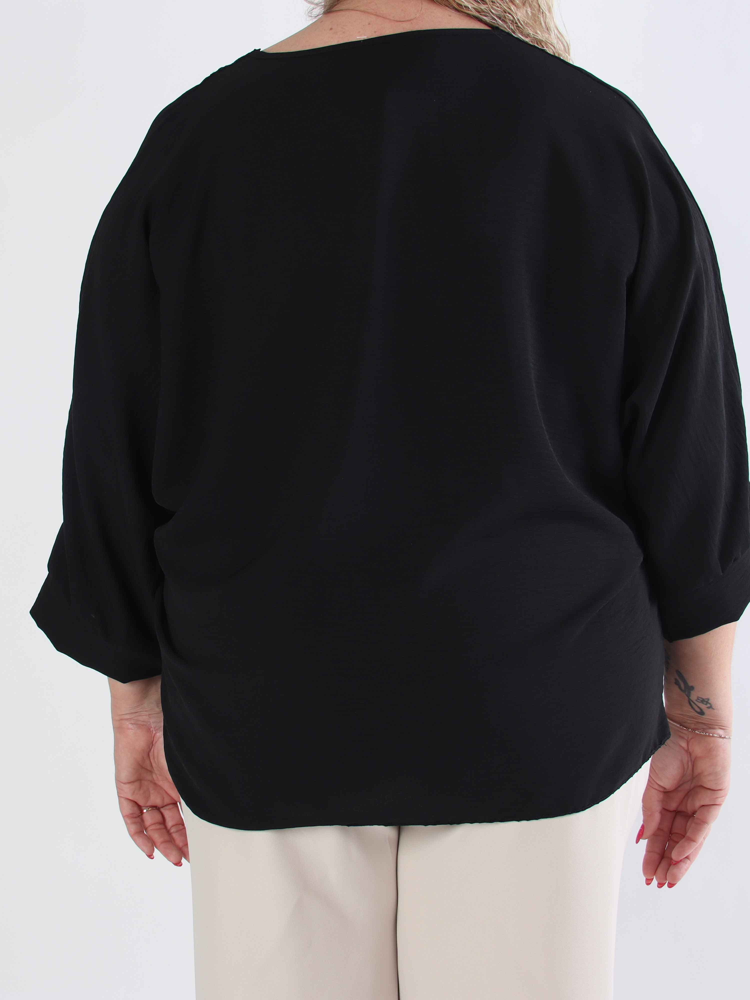 Leonora - Plus size tunika med flagermusærmer og blonde